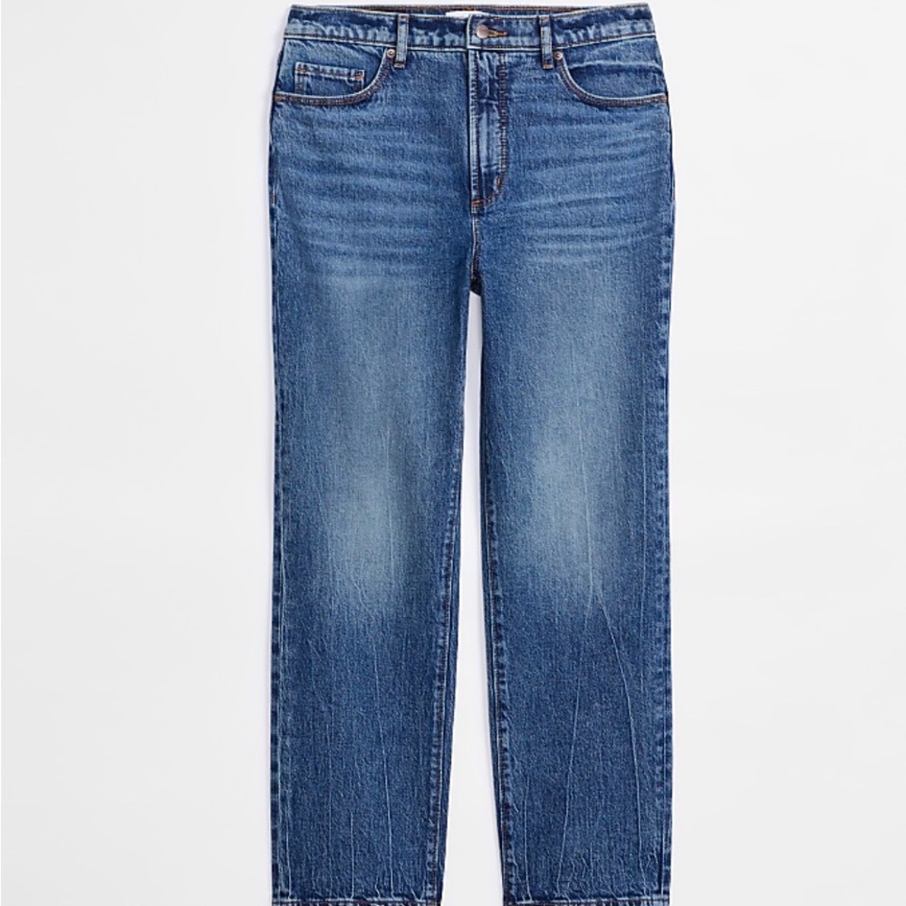 Ann Taylor Loft Rivete Curvy High Rise Straight Jeans in Echo Wash